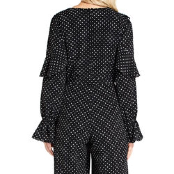 Chiffon Dotted Black JumpSuit with Bell Sleeves